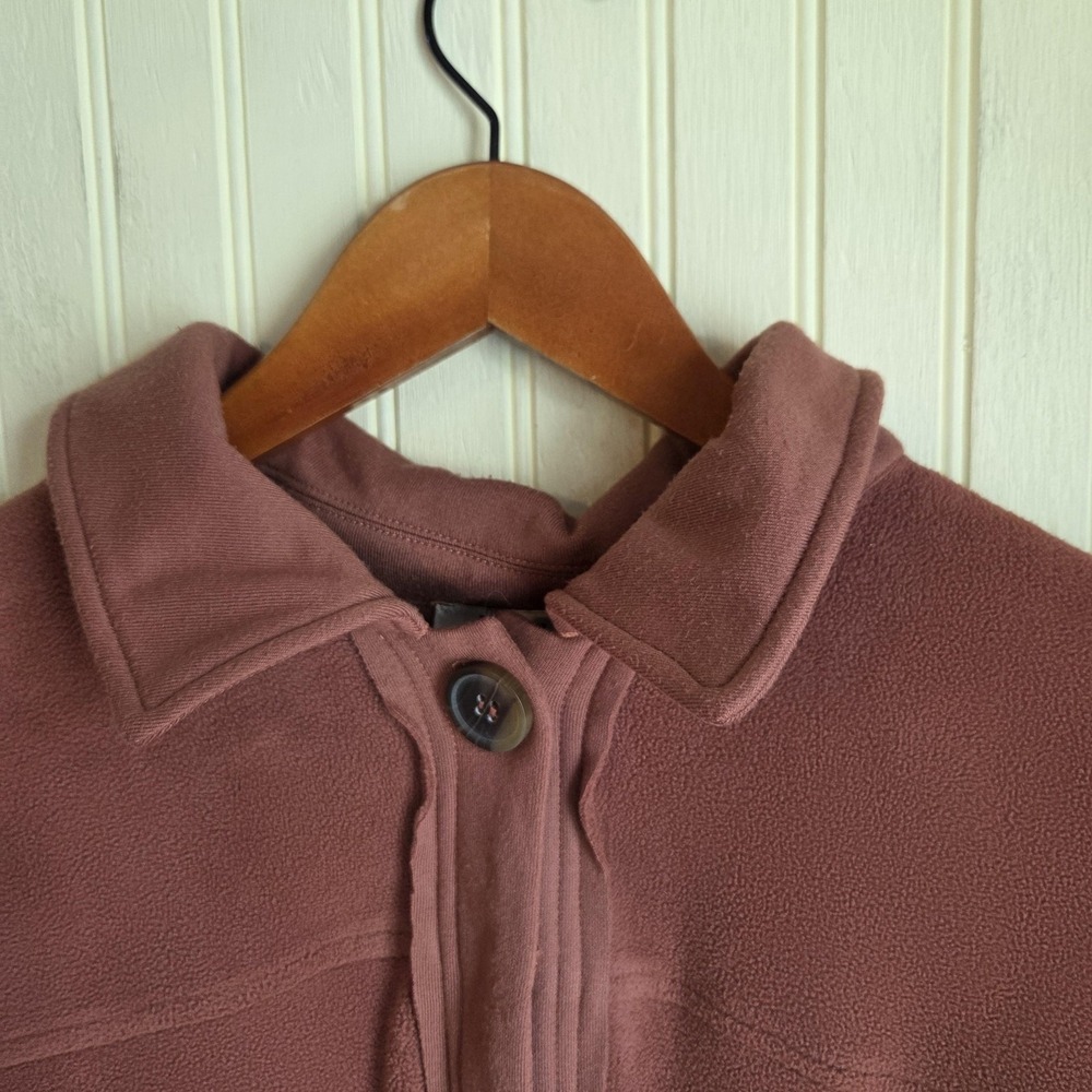 Jodifl Coat Womens Medium Pink Fleece Button Front Collared Pockets Lightweight